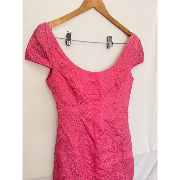 Gianni Versace Spring2009 2125$ Pink‎ Croc Jacquard Sheath Zip Back EU 42 - Picture 3 of 9